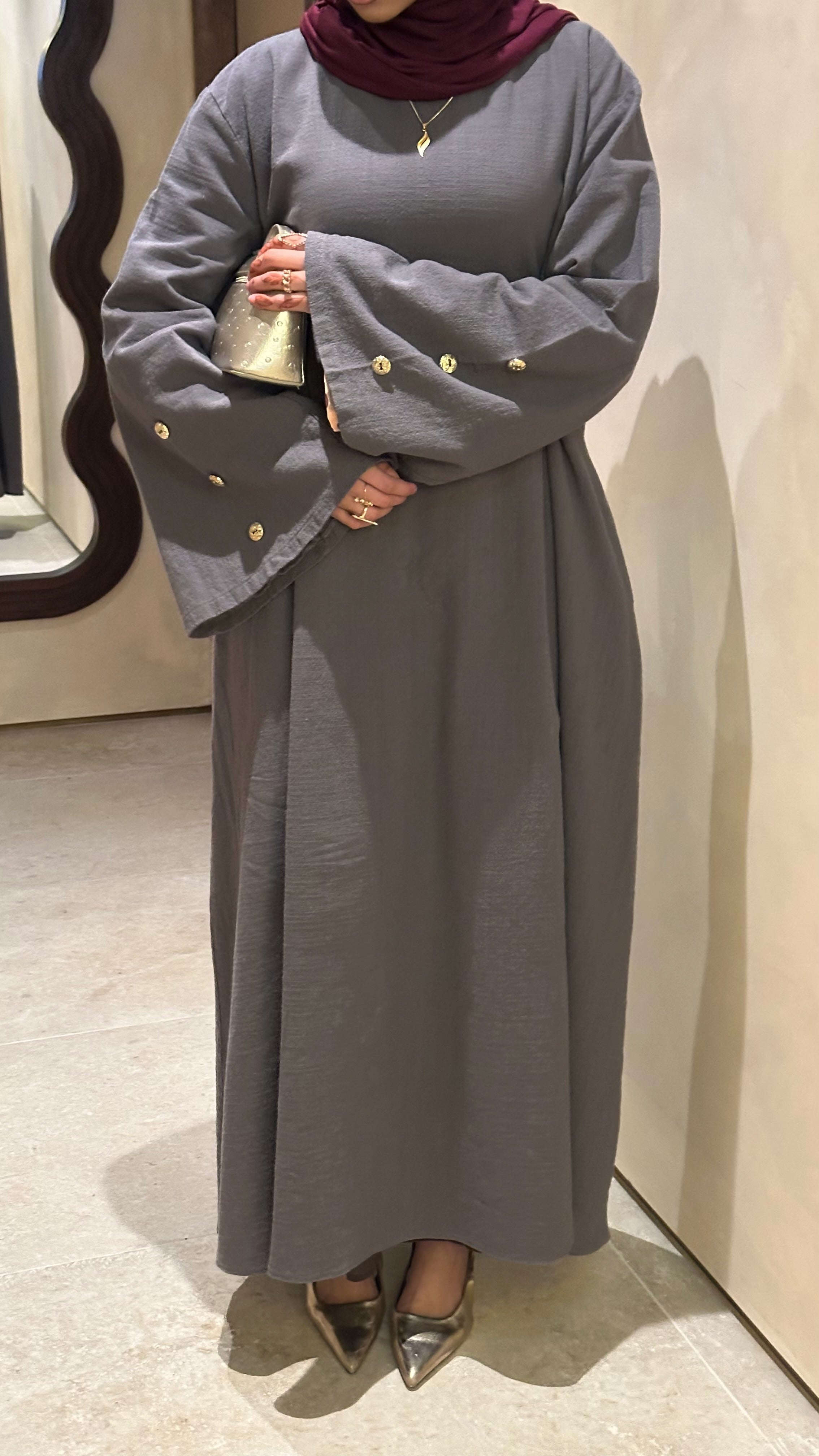 Cotton Abaya - Grey