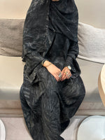 Load image into Gallery viewer, Printed Chiffon Abaya Set (Closed) - Charcoal Black
