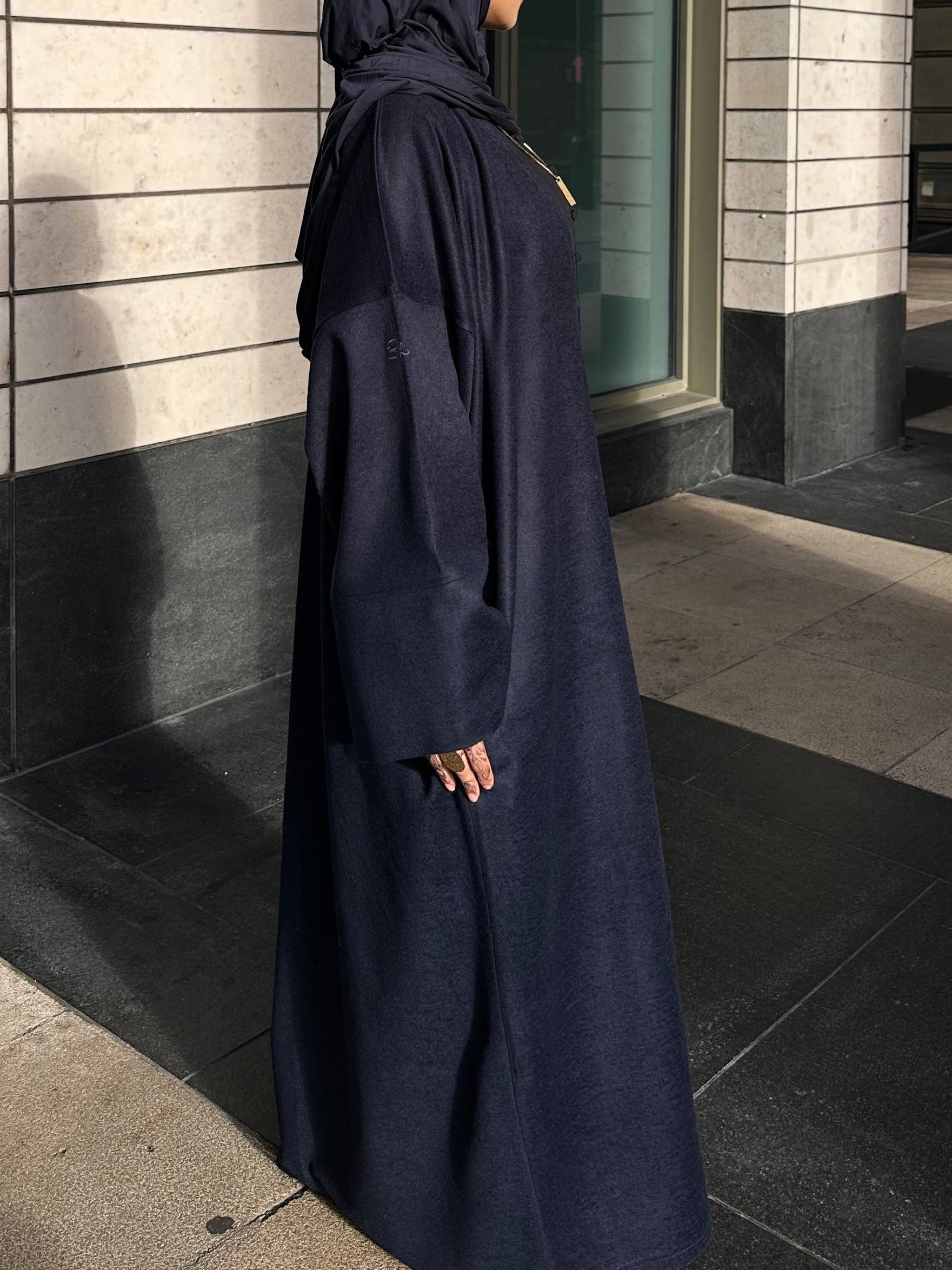 Navy Cotton Abaya Coat