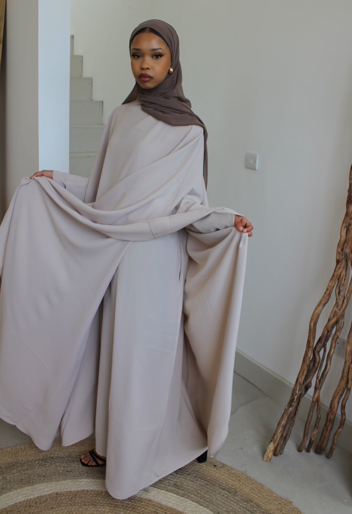 2-Piece Soft Salmon Kawthar Cape & Abaya Set