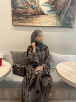 Load image into Gallery viewer, Printed Chiffon Abaya Set (Closed) - Mocha/Brown
