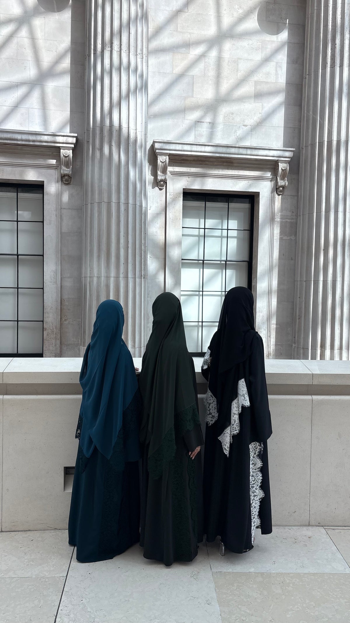 Lace Abaya and Hijab Set- Petrol Blue
