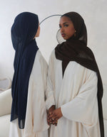 Load image into Gallery viewer, Habiba Champagne Satin Open Abaya
