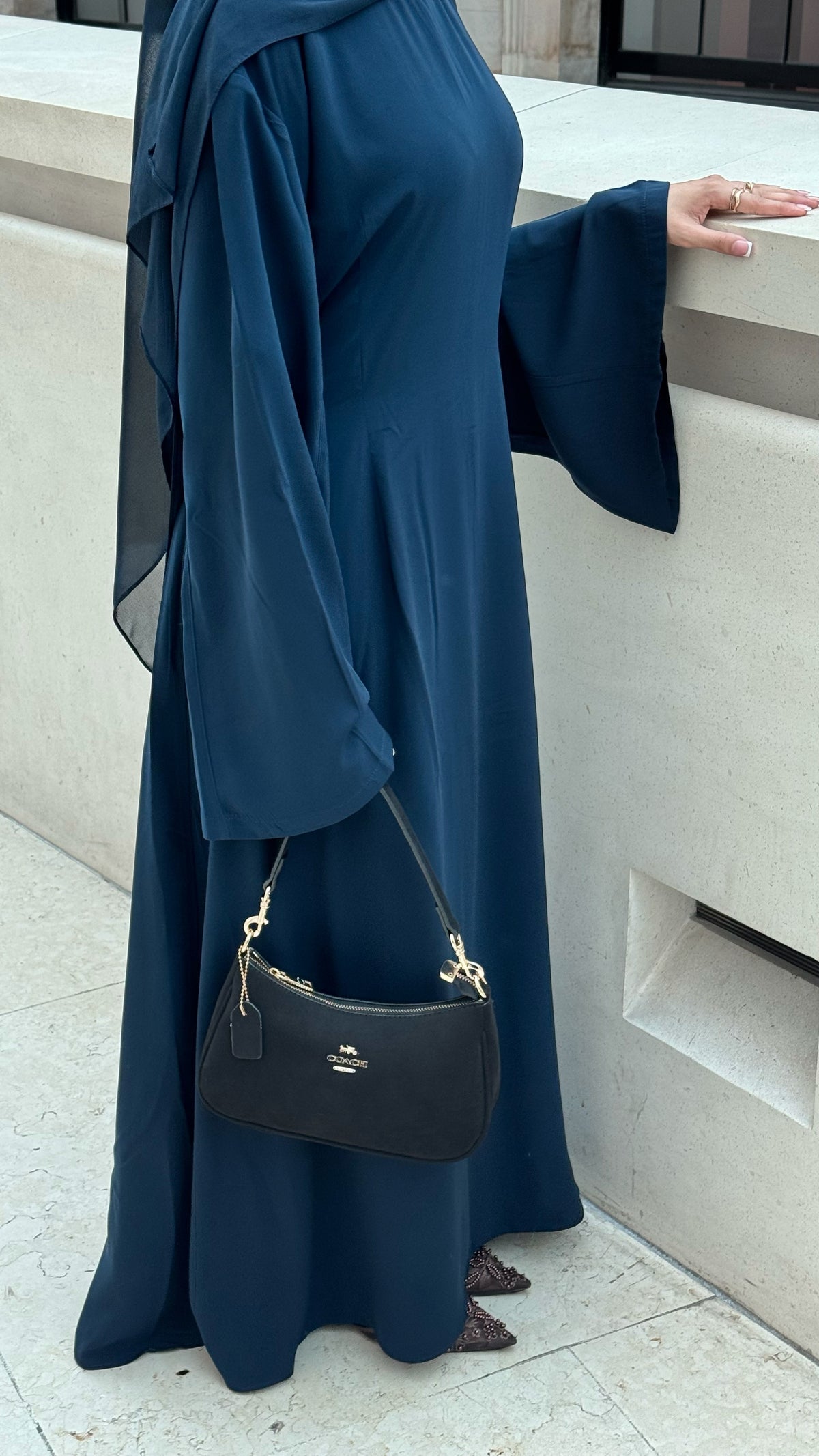 Crepe Tie Back Abaya - Teal