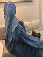 Load image into Gallery viewer, Printed Chiffon Abaya Set (Closed) - Blue

