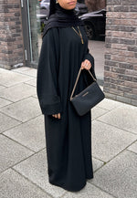 Load image into Gallery viewer, Black Ribbed Abaya

