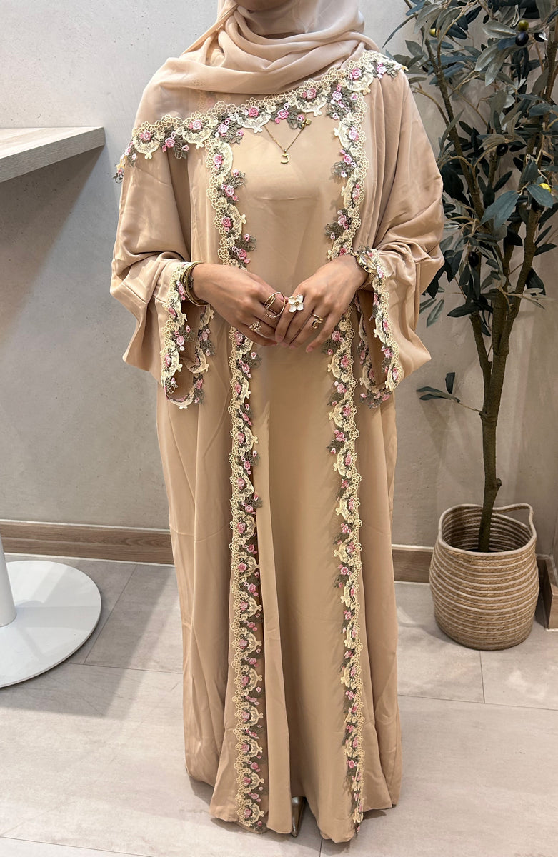 Floral Lace Abaya Set - Blush – Bayt El Hayat