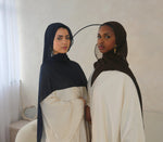 Load image into Gallery viewer, Habiba Champagne Satin Open Abaya
