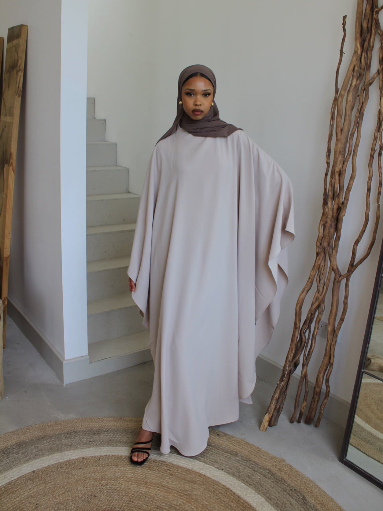 2-Piece Soft Salmon Kawthar Cape & Abaya Set