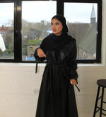 Load image into Gallery viewer, Leather Trench Coat - Black
