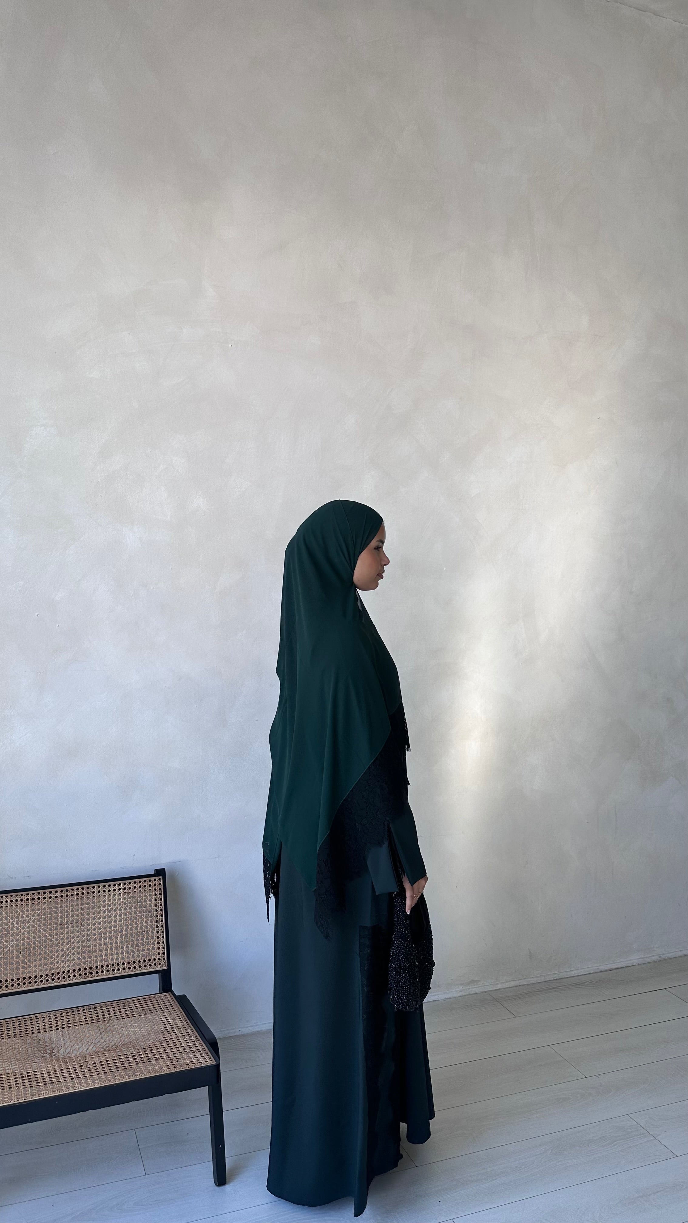 Lace Abaya and Hijab Set- Green
