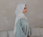 Load image into Gallery viewer, Dawn Grey Blended Linen Closed Abaya
