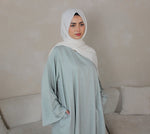 Load image into Gallery viewer, Dawn Grey Blended Linen Closed Abaya
