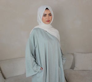 Dawn Grey Blended Linen Closed Abaya