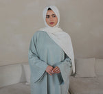 Load image into Gallery viewer, Dawn Grey Blended Linen Closed Abaya
