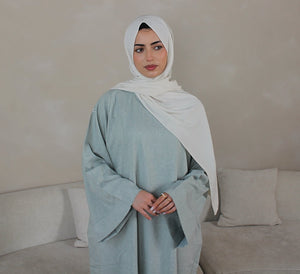 Dawn Grey Blended Linen Closed Abaya