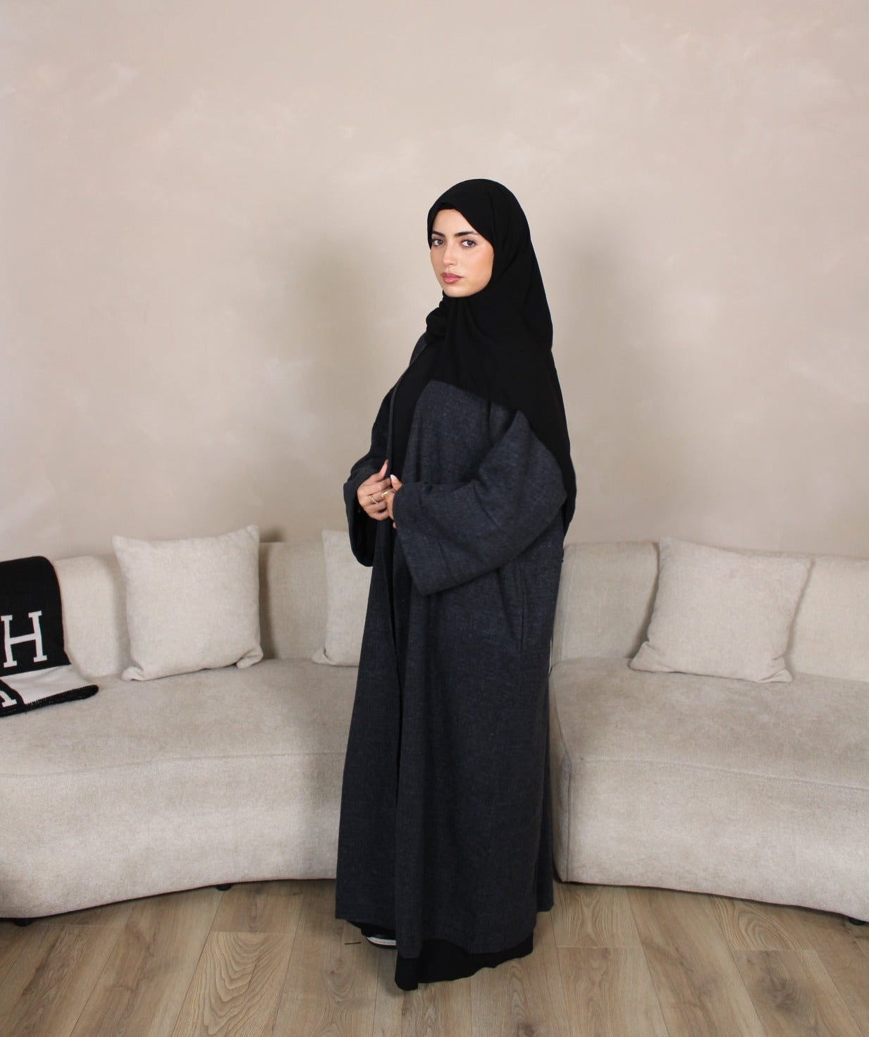 Blended Navy Abaya Coat