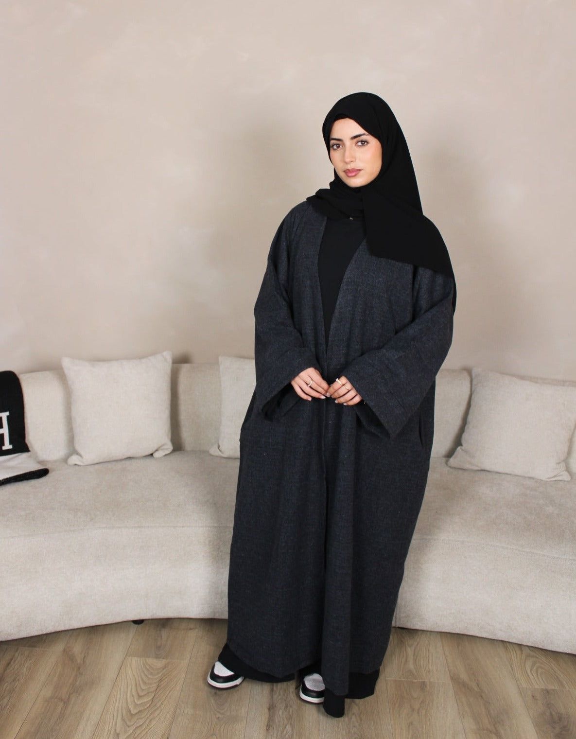 Blended Navy Abaya Coat