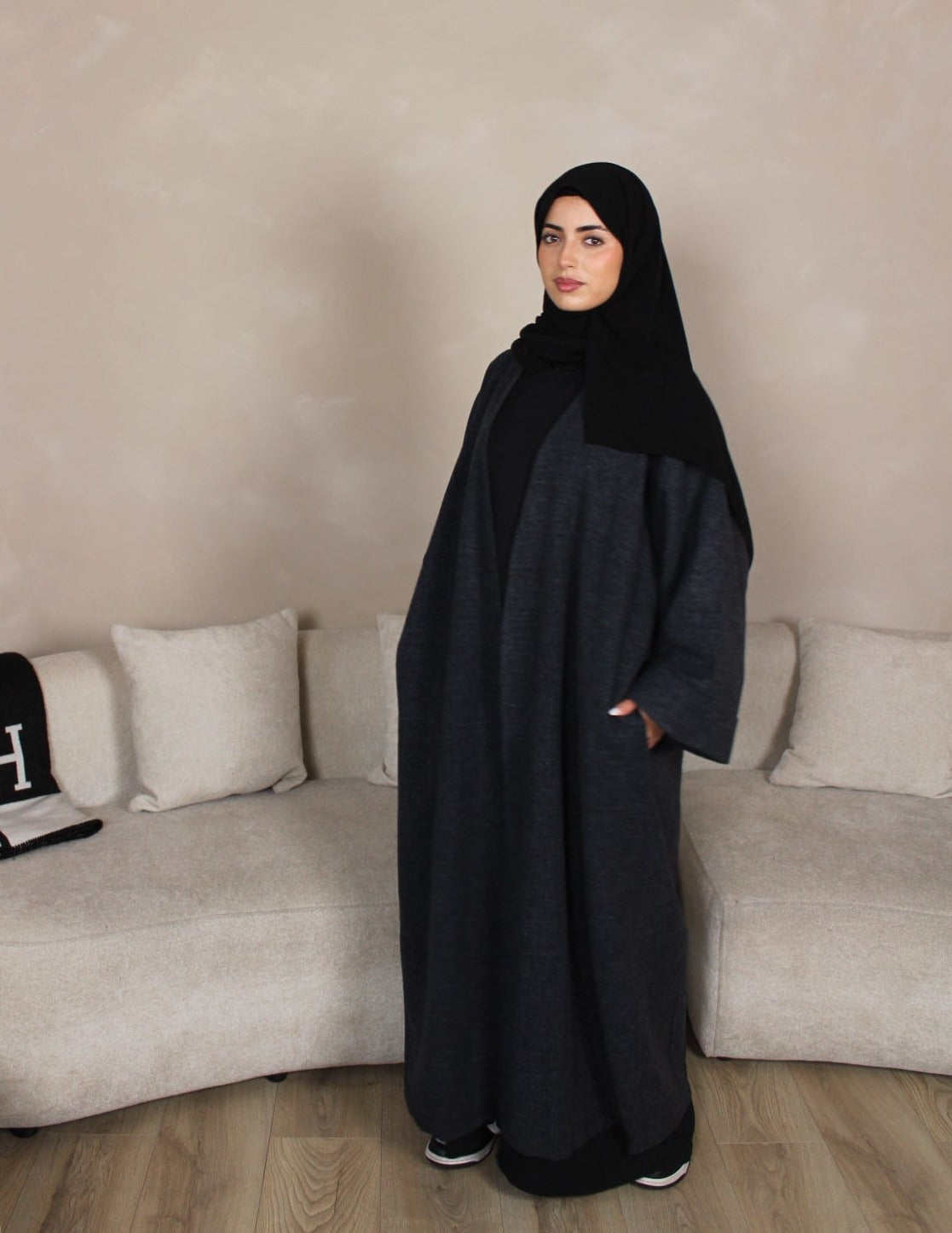 Blended Navy Abaya Coat