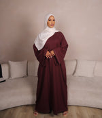 Load image into Gallery viewer, Maroon Contrast Stitch Closed Abaya
