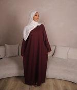 Load image into Gallery viewer, Maroon Contrast Stitch Closed Abaya
