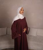 Load image into Gallery viewer, Maroon Contrast Stitch Closed Abaya
