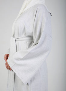 Light Grey Contrast Stitch Closed Abaya