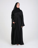 Load image into Gallery viewer, Black Satin Wrap Closed Abaya
