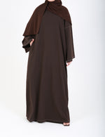 Load image into Gallery viewer, Dark Brown Contrast Stitch Closed Abaya
