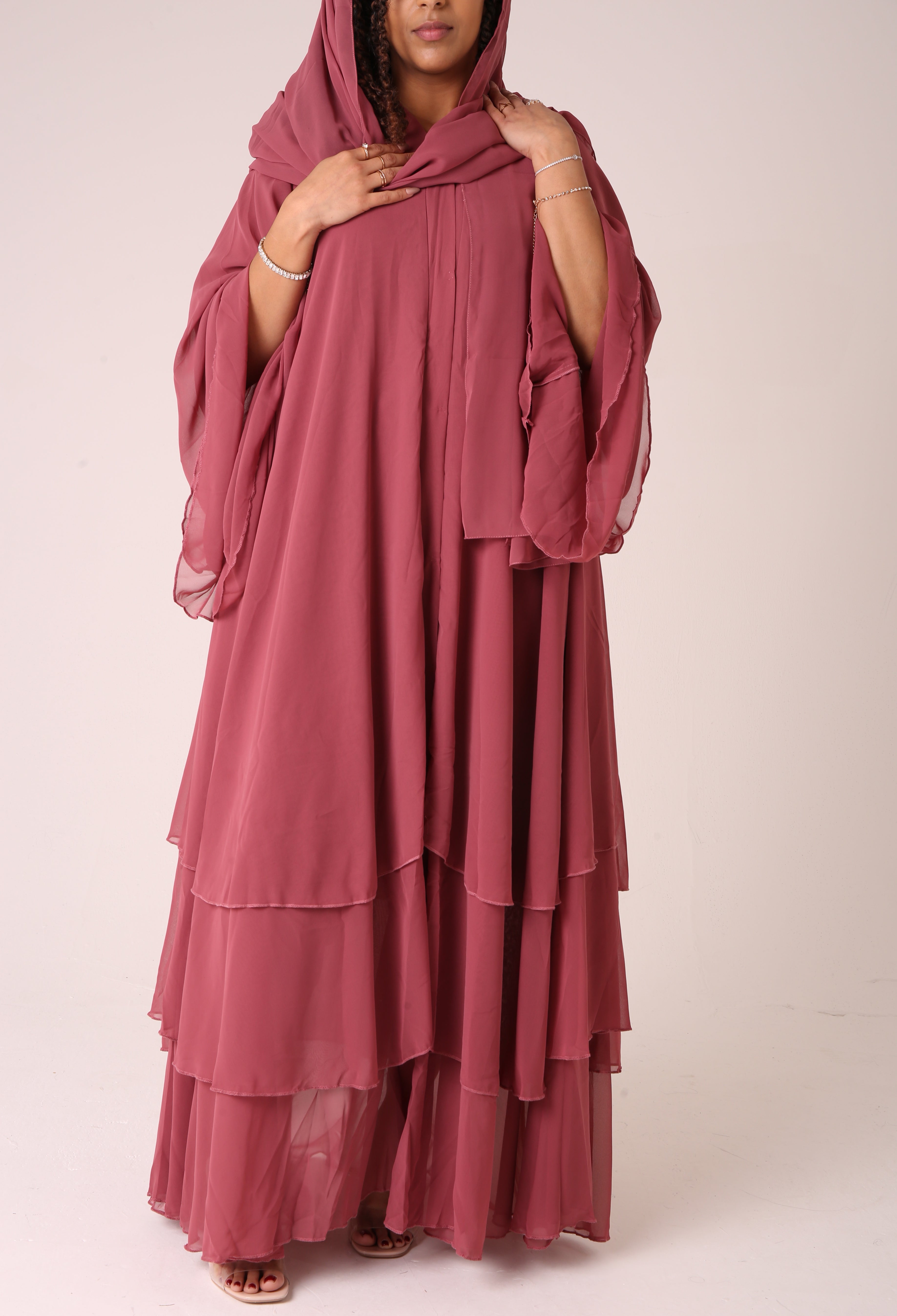 Pink Amarah Chiffon Abaya