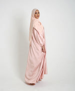 Load image into Gallery viewer, Peach Open Satin Abaya Set
