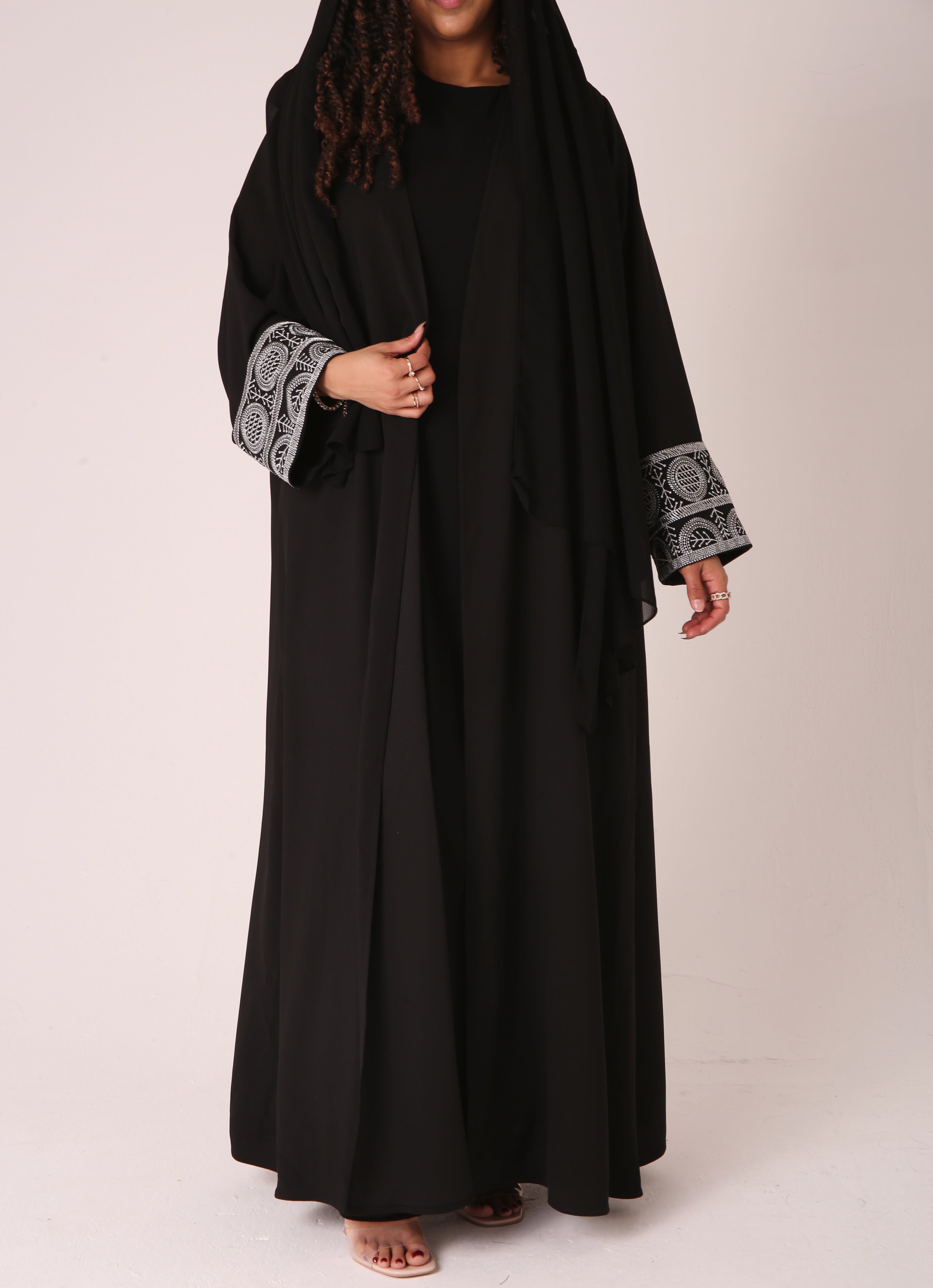 Black Aztec Open Abaya