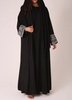 Load image into Gallery viewer, Black Aztec Open Abaya
