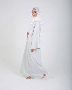 Light Grey Contrast Stitch Closed Abaya