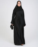 Load image into Gallery viewer, Black Satin Wrap Closed Abaya
