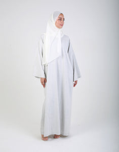 Light Grey Contrast Stitch Closed Abaya