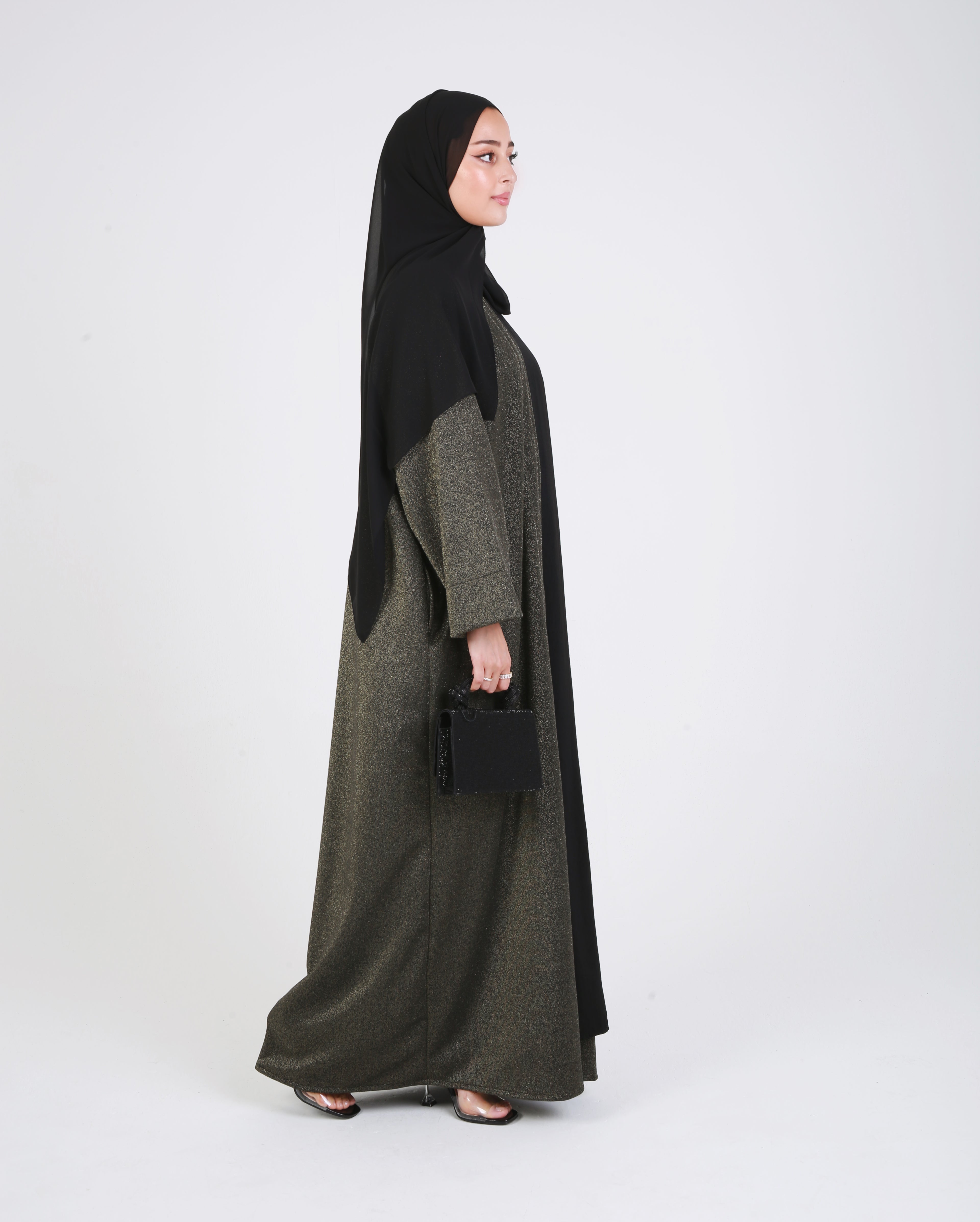 Gold Sparkle Open Abaya