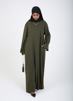 Load image into Gallery viewer, Dark Green Ayah Closed Abaya
