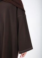 Load image into Gallery viewer, Dark Brown Contrast Stitch Closed Abaya
