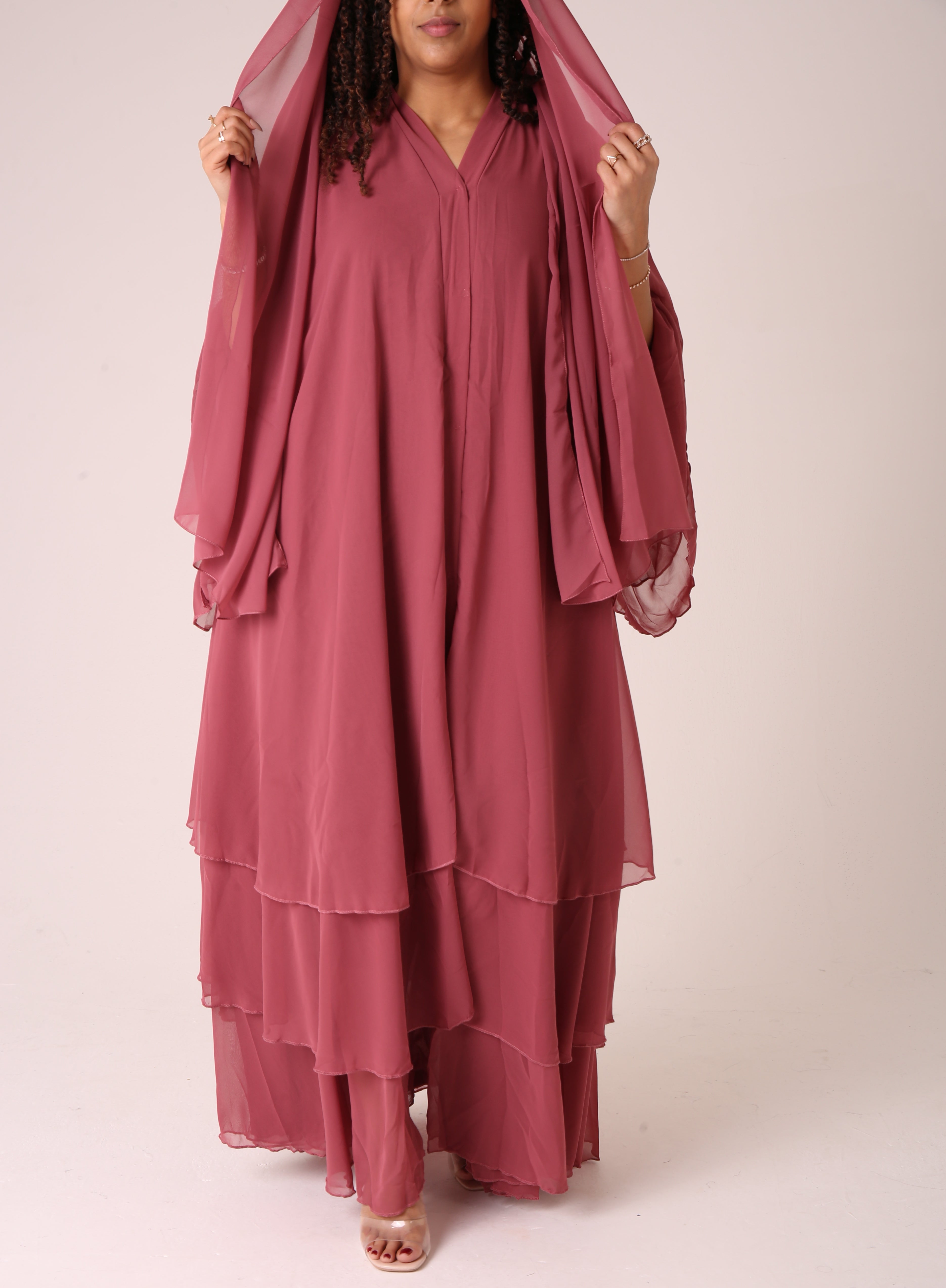 Pink Amarah Chiffon Abaya