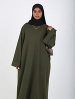 Load image into Gallery viewer, Dark Green Ayah Closed Abaya
