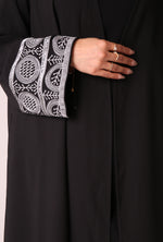 Load image into Gallery viewer, Black Aztec Open Abaya
