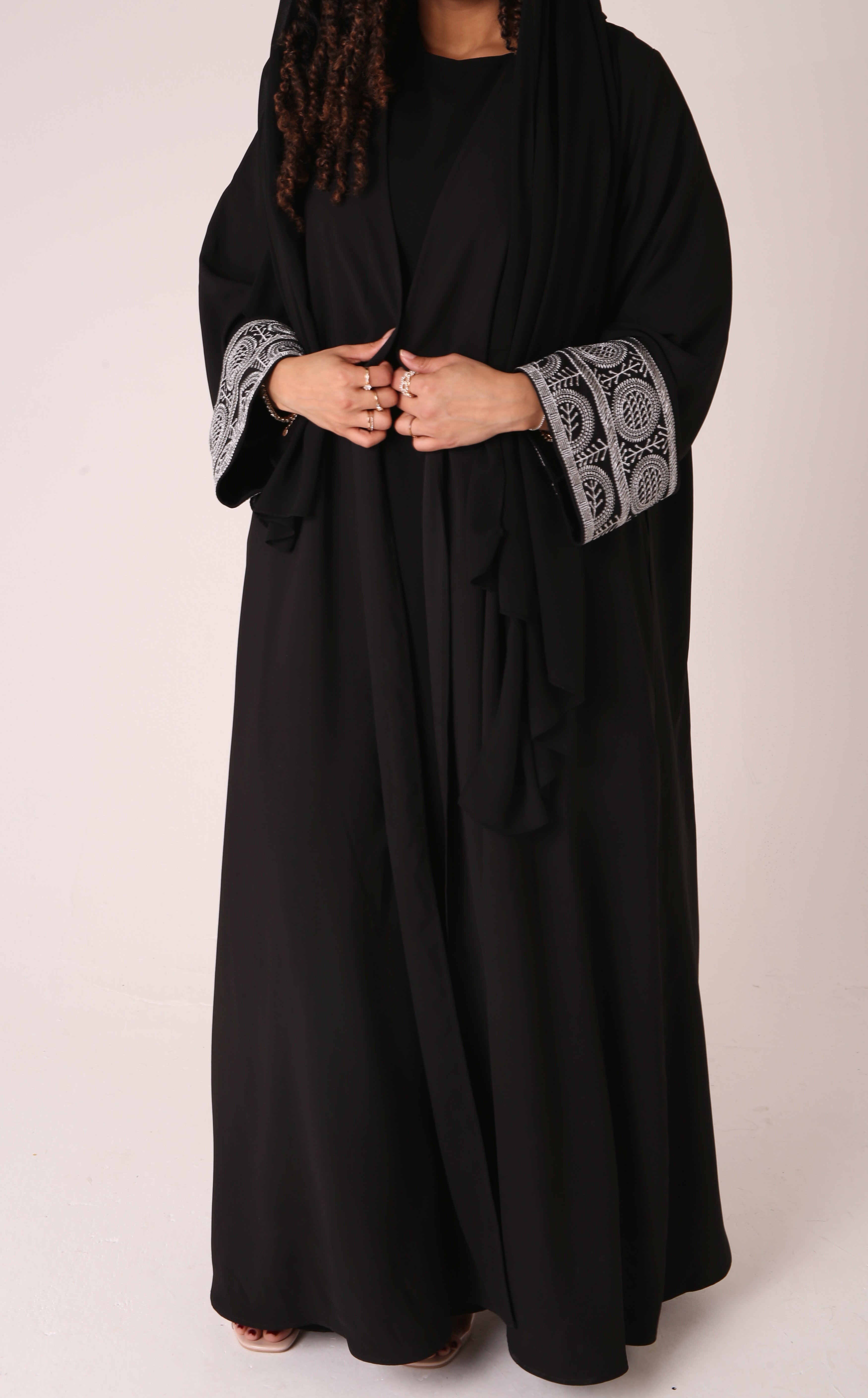 Black Aztec Open Abaya