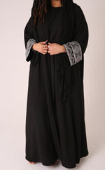 Load image into Gallery viewer, Black Aztec Open Abaya
