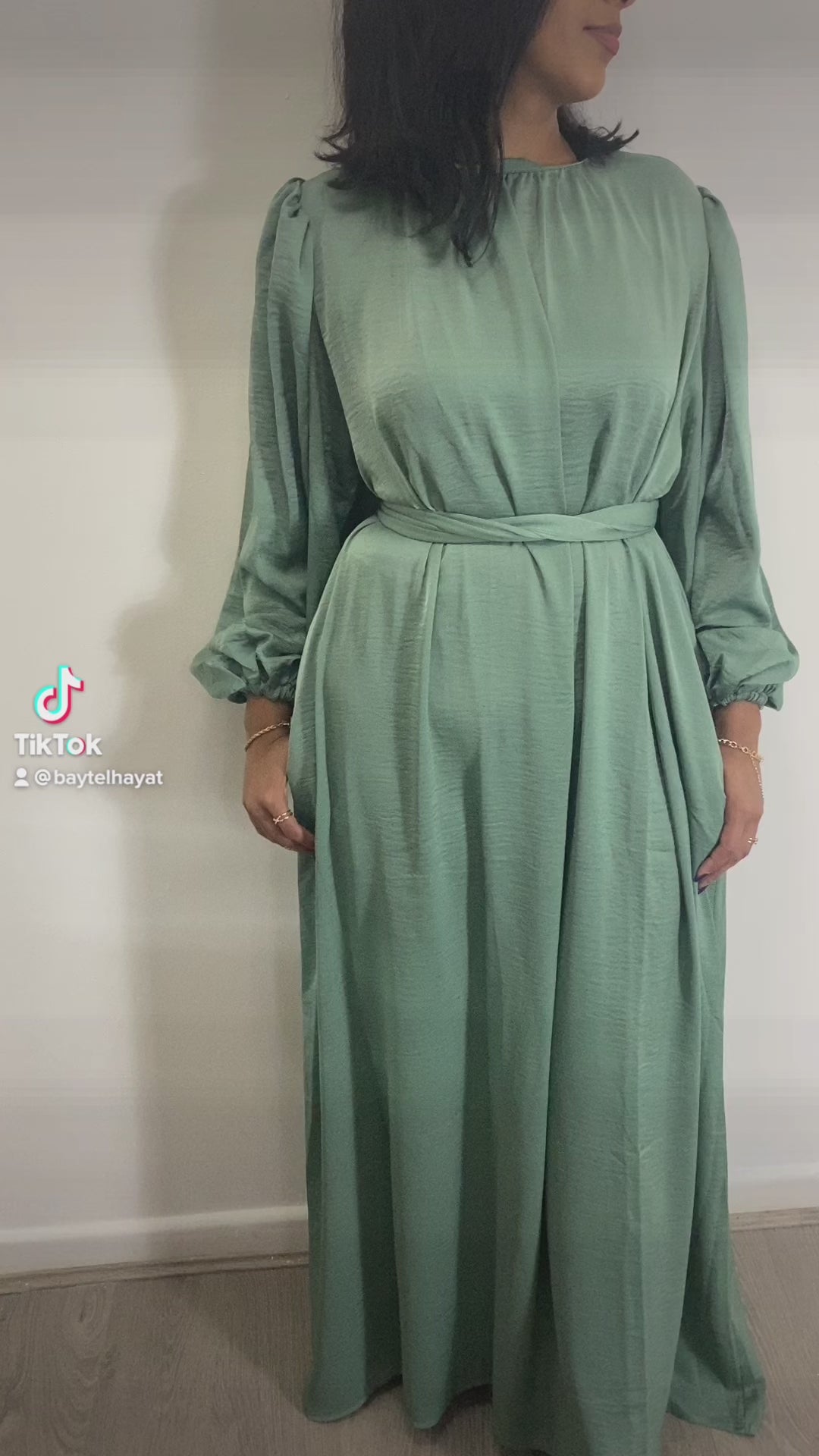 Mint Sienna Satin Abaya