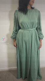 Load and play video in Gallery viewer, Mint Sienna Satin Abaya
