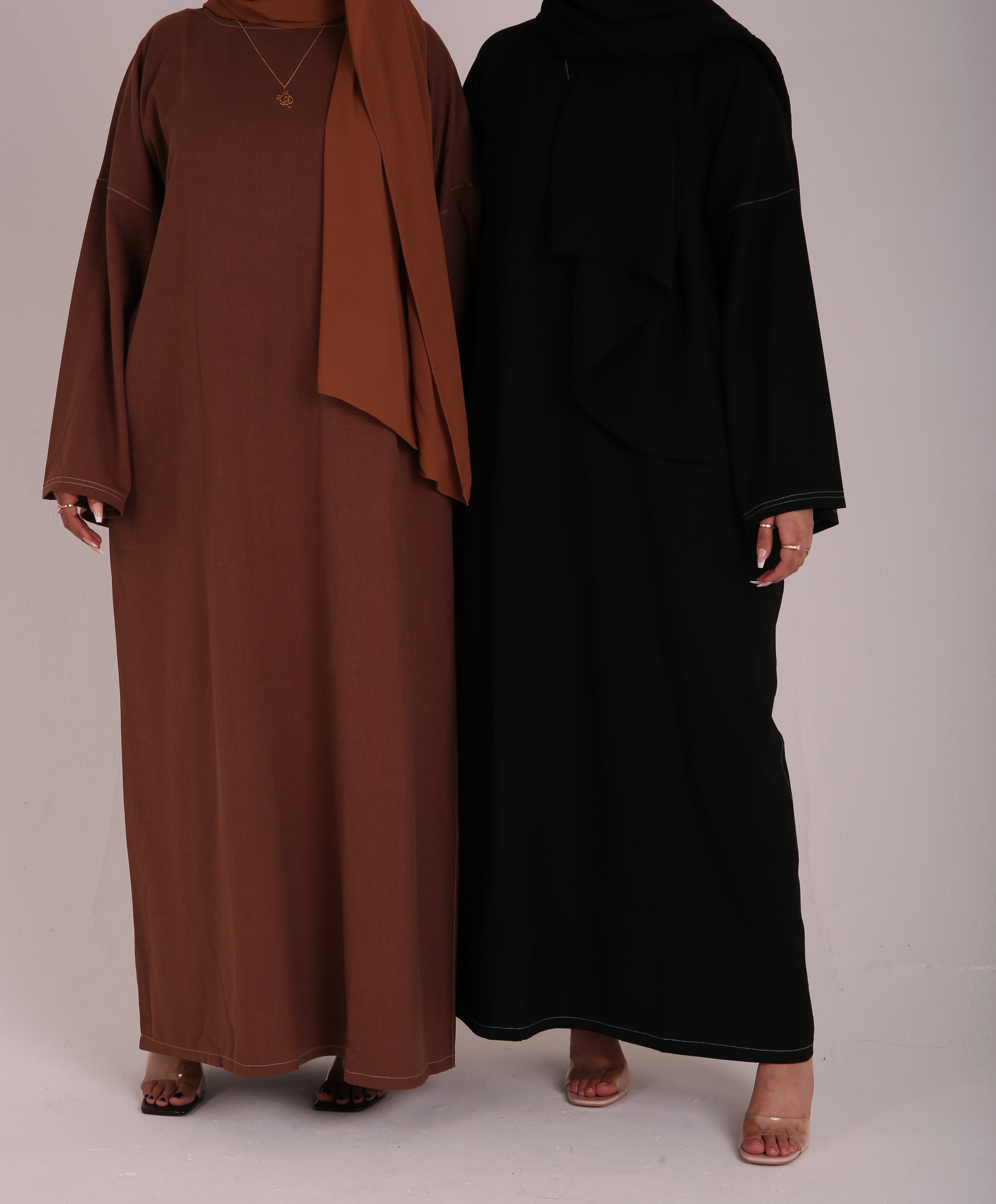 Black Contrast Stitch Closed Abaya