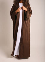 Load image into Gallery viewer, Brown Crinkle Open Abaya
