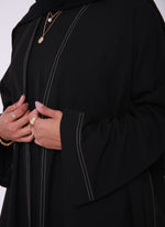 Load image into Gallery viewer, Black Contrast Stitch Open Abaya
