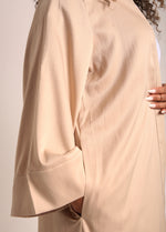 Load image into Gallery viewer, Beige Crinkle Open Abaya
